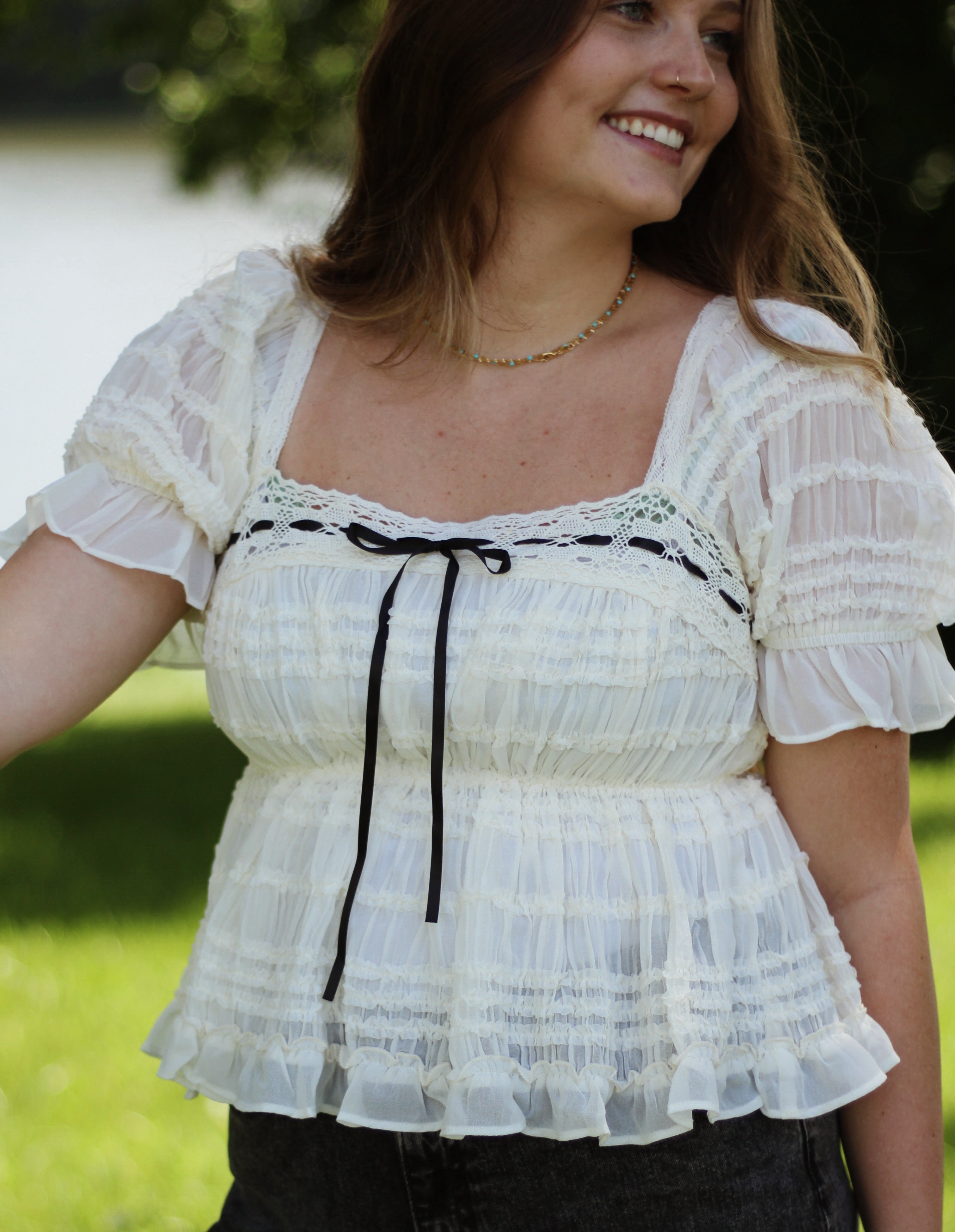 Western Lace Ruffle Top