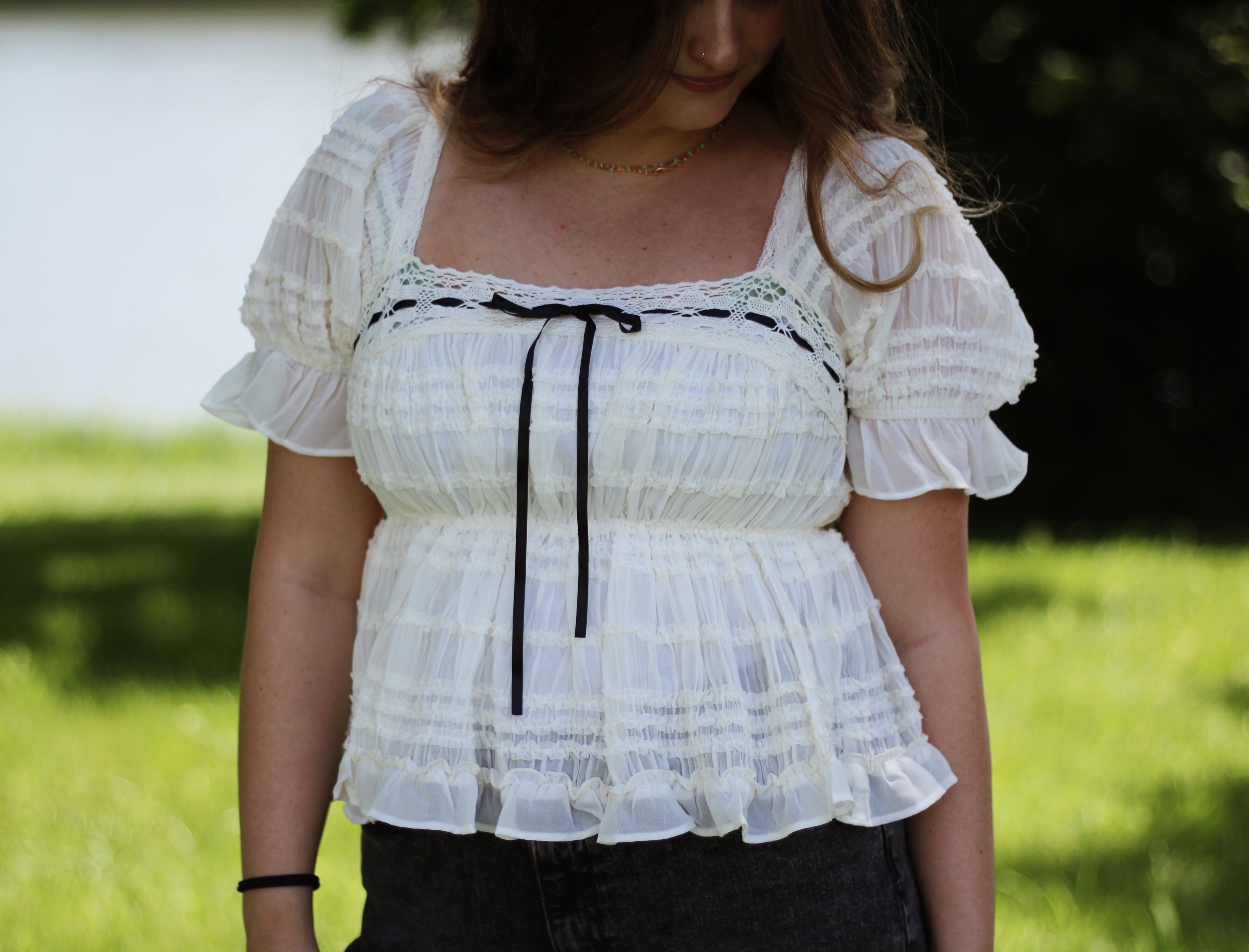 Western Lace Ruffle Top