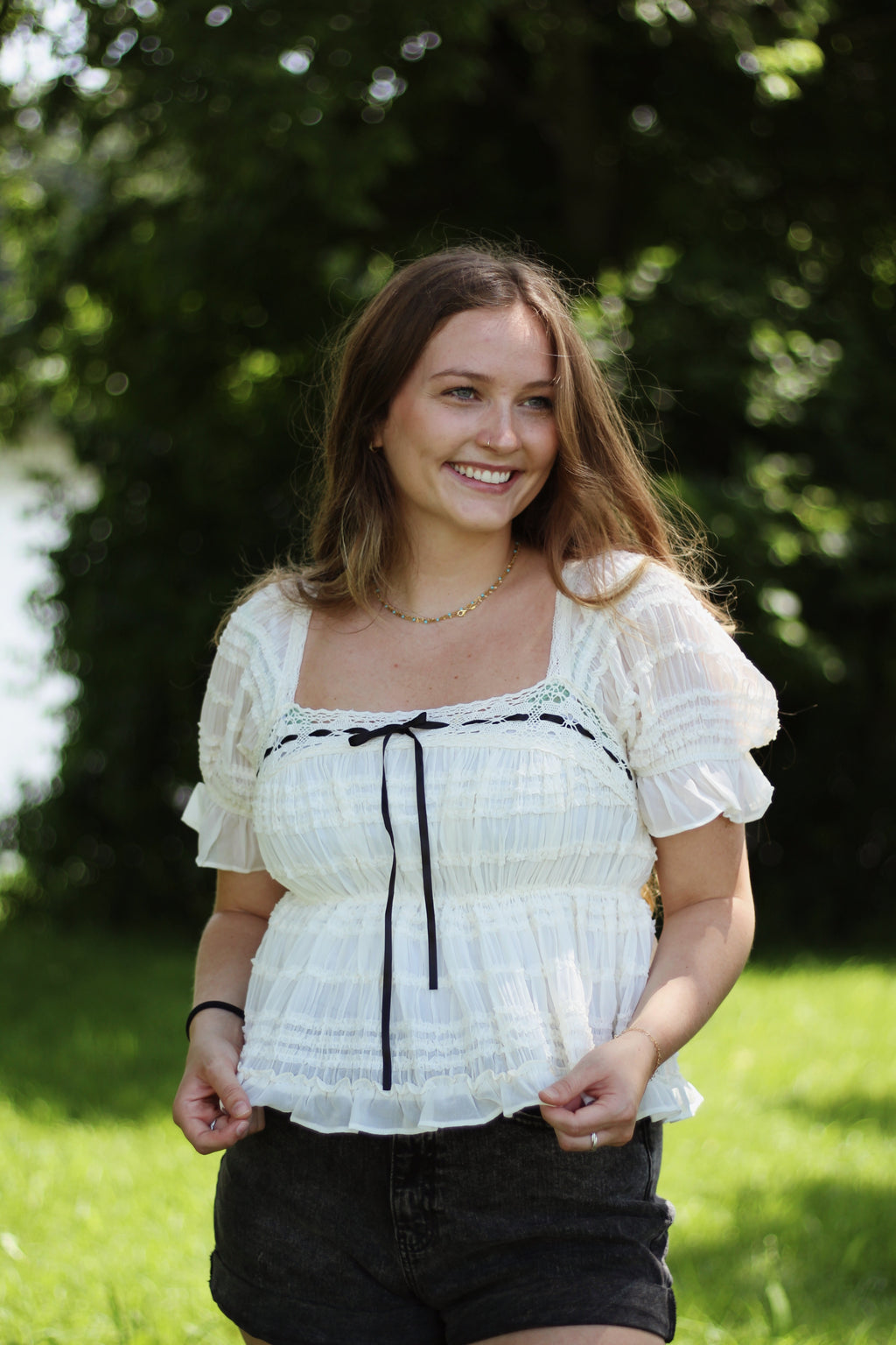 Western Lace Ruffle Top