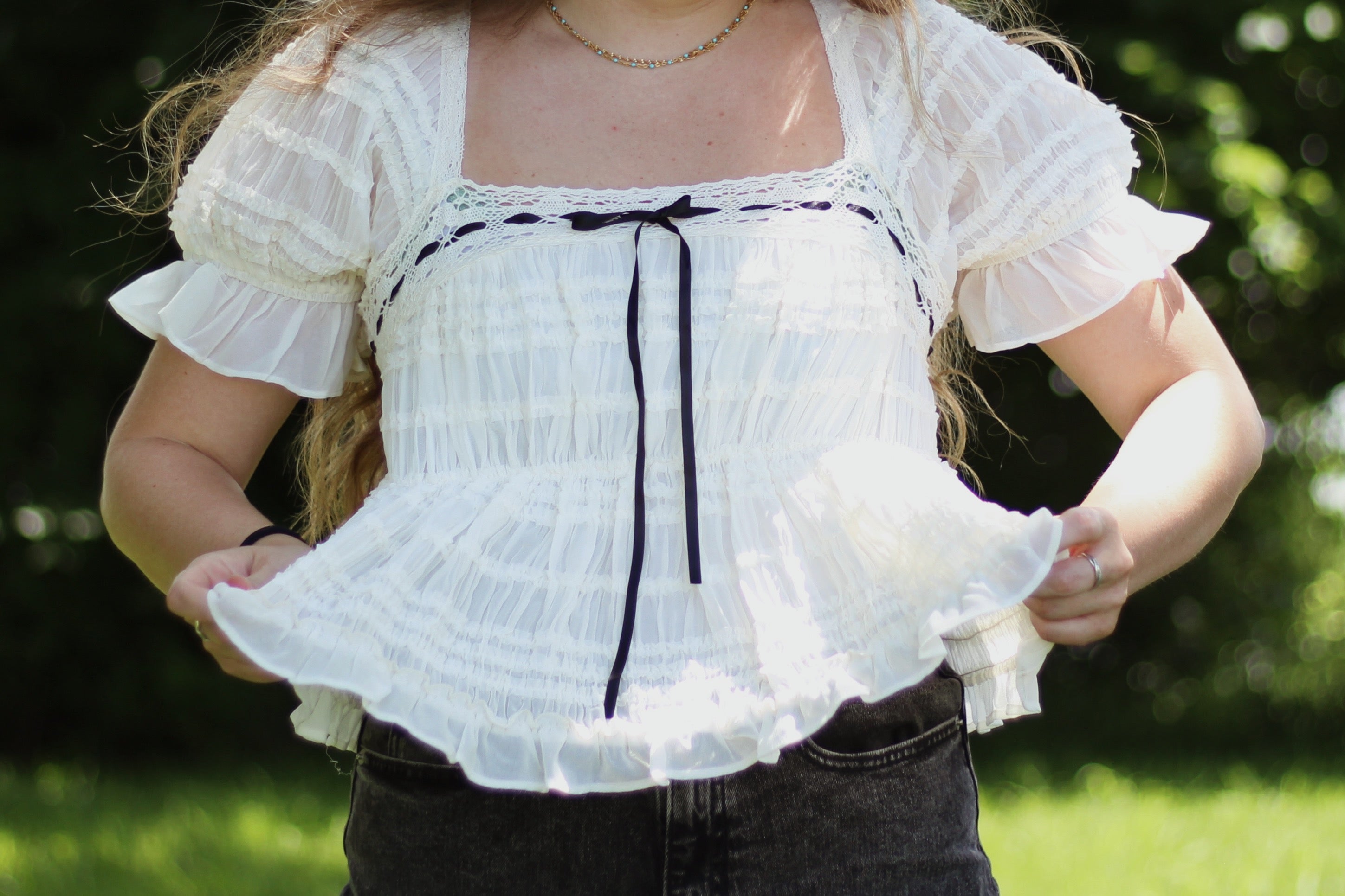 Western Lace Ruffle Top