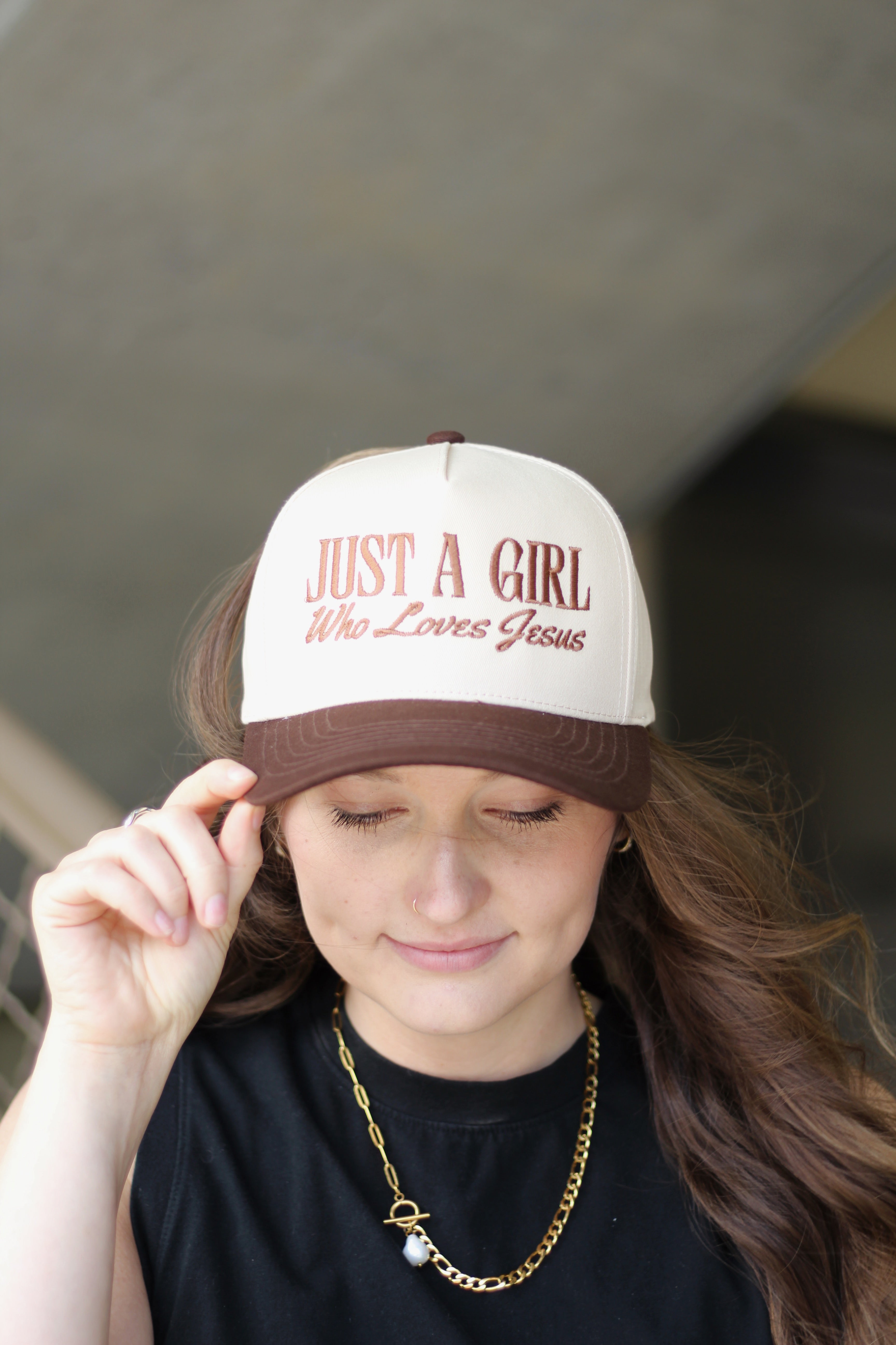 Just A Girl Who Loves Jesus Embroidery Trucker Hat