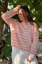 Pink Striped Lightweight Sweater
