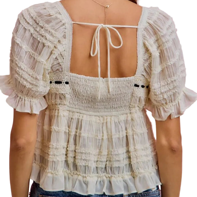 Western Lace Ruffle Top